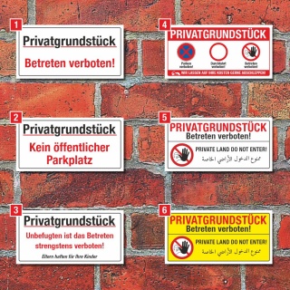 Schild Privatgrundstück Betreten Parken Durchfahrt verboten  3 mm Alu-Verbund