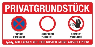 Motiv 4 - Schild Privatgrundstück Parken Durchfahrt Betreten verboten - 400 x 200 mm