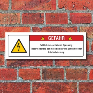 Sicherheitsschild Gefahr Elektrische Spannung Schutzabdeckung 3 mm Alu-Verbund 300 x 100 mm