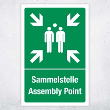 Schild Sammelstelle Assembly Point Sammelpunkt Fluchtweg...