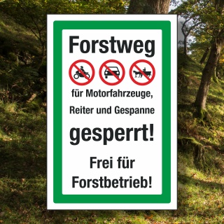 Schild Forstweg gesperrt Forstbetrieb frei Hinweisschild 3 mm Alu-Verbund 450 x 300 mm