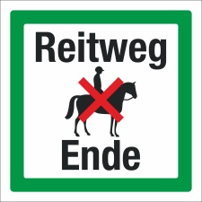 Schild Reitweg Ende Motiv Reiter Hinweisschild 3 mm Alu-Verbund 200 x 200 mm