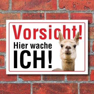 Schild Vorsicht Alpaka Grundstück Hier wache ich 3 mm Alu-Verbund