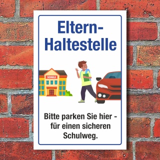 Schild Elternhaltestelle Schule Schulweg Kinder  3 mm Alu-Verbund