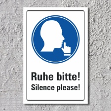 Schild Ruhe bitte silence please Hinweis englisch 3 mm...