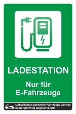 Schild Elektrotankstelle Ladestation E-Auto Elektroauto aufladen grün 3 mm Alu-Verbund 300 x 200 mm