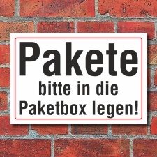 Schild Pakete bitte in die Paketbox legen Hinweisschild 3...