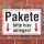 Schild Pakete bitte hier ablegen mit Pfeilen Hinweisschild 3 mm Alu-Verbund