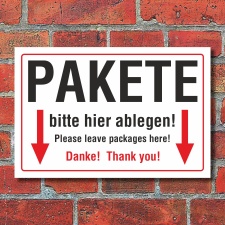 Schild Pakete bitte hier ablegen Danke Thank you mit...