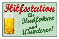 Schild Hilfsstation für Radfahrer und Wanderer...