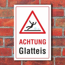 Schild Achtung Glatteis Rutschgefahr Winter Glatteis 3 mm Alu-Verbund