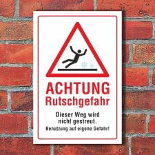 Schild Achtung Rutschgefahr Benutzung auf eigene Gefahr...