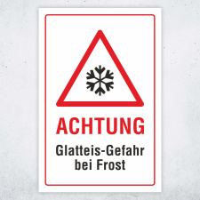 Schild Achtung Glatteisgefahr bei Frost Rutschgefahr Winter 3 mm Alu-Verbund 300 x 200 mm