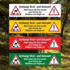 PVC Banner Achtung Brut- und Setzzeit Forst Wald Wildtiere Plane mit Ösen