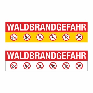 PVC Banner Waldbrandgefahr Rauchverbot Feuer Grillen Feuerwerk Glas verboten Plane mit Ösen