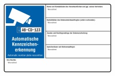 Schild Automatische Kennzeichenerkennung...