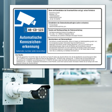 Schild Automatische Kennzeichenerkennung Videoüberwachung number plate recocnition DSGVO 3 mm Alu-Verbund 600 x 400 mm