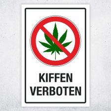 Schild Kiffen verboten Cannabis Hinweisschild 3 mm Alu-Verbund 300 x 200 mm
