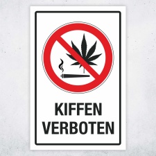 Schild Kiffen verboten Cannabis Hinweisschild 3 mm Alu-Verbund 600 x 400 mm