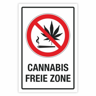 Schild Cannabis freie Zone Hinweisschild 3 mm Alu-Verbund 300 x 200 mm