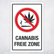 Schild Cannabis freie Zone Hinweisschild 3 mm Alu-Verbund 300 x 200 mm