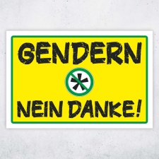 Schild Gendern verboten geschlechtsneutral Hinweisschild gelb 3 mm Alu-Verbund
