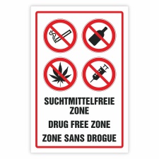 Schild Suchtmittelfreie Zone rauchen kiffen drogen...