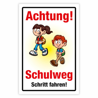 "Achtung Schulweg Schritt fahren" – Hochwertiges Sicherheitsschild für den Außenbereich