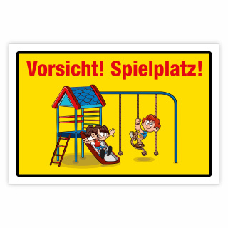 "Vorsicht Spielplatz langsam fahren" – Hochwertiges Sicherheitsschild für den Außenbereich