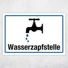 "Campingplatz Wasserzapfstelle" – Hochwertiges Hinweisschild für den Außenbereich 3 mm Alu-Verbund 300 x 200 mm