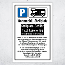 "Wohnmobilstellplatz Gebührenordnung"...