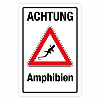 "Achtung Amphibien rot" – Hochwertiges Sicherheitsschild für den Außenbereich