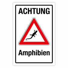 "Achtung Amphibien rot" – Hochwertiges...