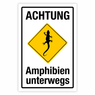 "Achtung Amphibien unterwegs grün" – Hochwertiges Sicherheitsschild für den Außenbereich