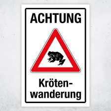"Achtung Krötenwanderung rot" – Hochwertiges Sicherheitsschild für den Außenbereich