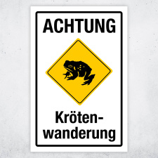 "Achtung Krötenwanderung gelb" – Hochwertiges Sicherheitsschild für den Außenbereich