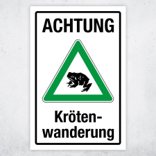 "Achtung Krötenwanderung grün"...