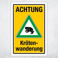 "Achtung Krötenwanderung gelb/grün"...