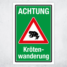 "Achtung Krötenwanderung grün/rot"...