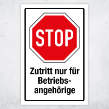 "STOP Zutritt nur für Betriebsangehörige" – Hochwertiges Sicherheitsschild für den Außenbereich 3 mm Alu-Verbund 300 x 200 mm