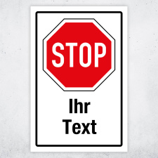 "STOP Ihr Text" – Hochwertiges Sicherheitsschild für den Außenbereich 3 mm Alu-Verbund 600 x 400 mm