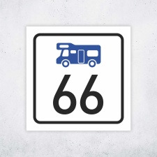 "Wohnmobilstellplatz-Nummer mit Wunschtext 15 x 15...