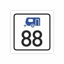 "Wohnwagen-Nummer mit Wunschtext 15 x 15 cm"...