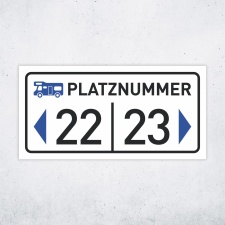 "Stellplatz-Nummer mit Wunschtext 30 x 15 cm"...