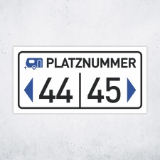 "Wohnwagen-Nummer mit Wunschtext 30 x 15 cm"...