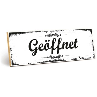Holzschild "Geöffnet" – Dekoschild aus Holz 30x10 cm