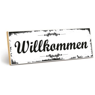 Holzschild "Willkommen" – Dekoschild aus Holz 30x10 cm