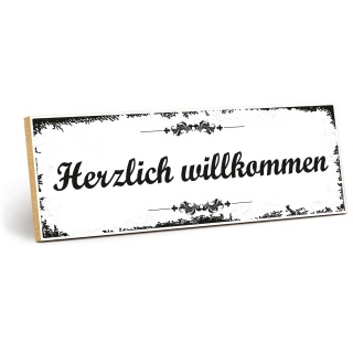 Holzschild "Herzlich willkommen" – Dekoschild aus Holz 30x10 cm