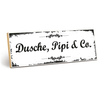 Holzschild "Dusche, Pipi & Co" – Dekoschild aus Holz 30x10 cm