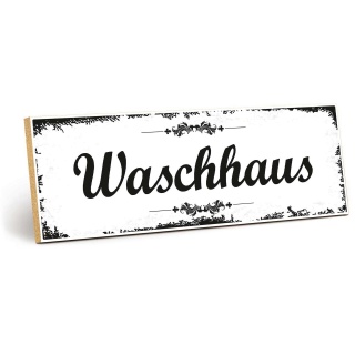Holzschild "Waschhaus" – Dekoschild aus Holz 30x10 cm